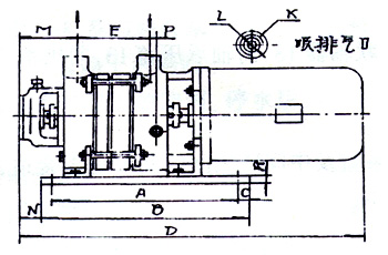 2SK-0.4、2SK-0.8兩級不環(huán)真空泵外形及安裝尺寸